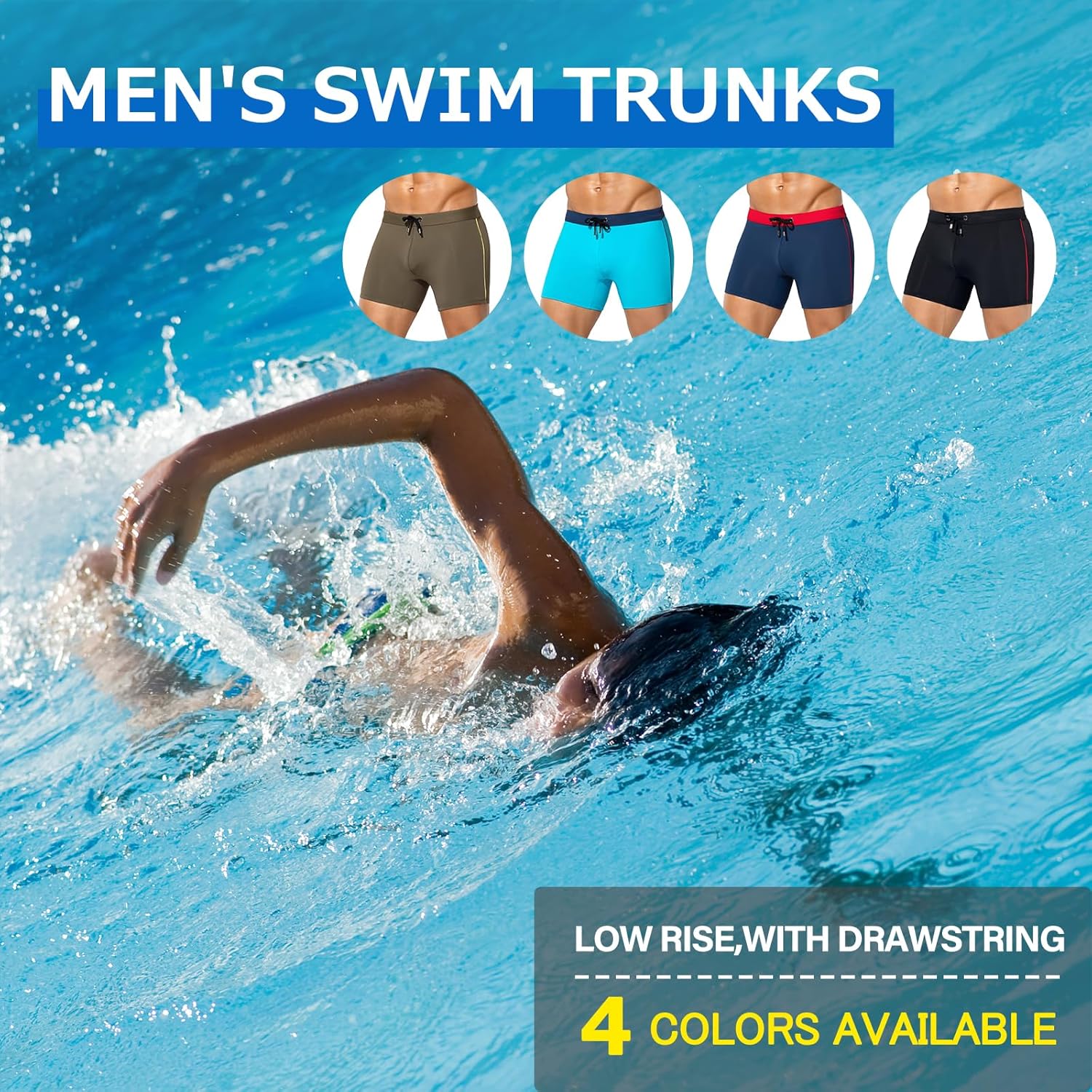 Arjen Kroos Mens Swim Trunks Quick Dry Swim Briefs Color Block Swimwear Bathing Suit with Drawstring - Image 6