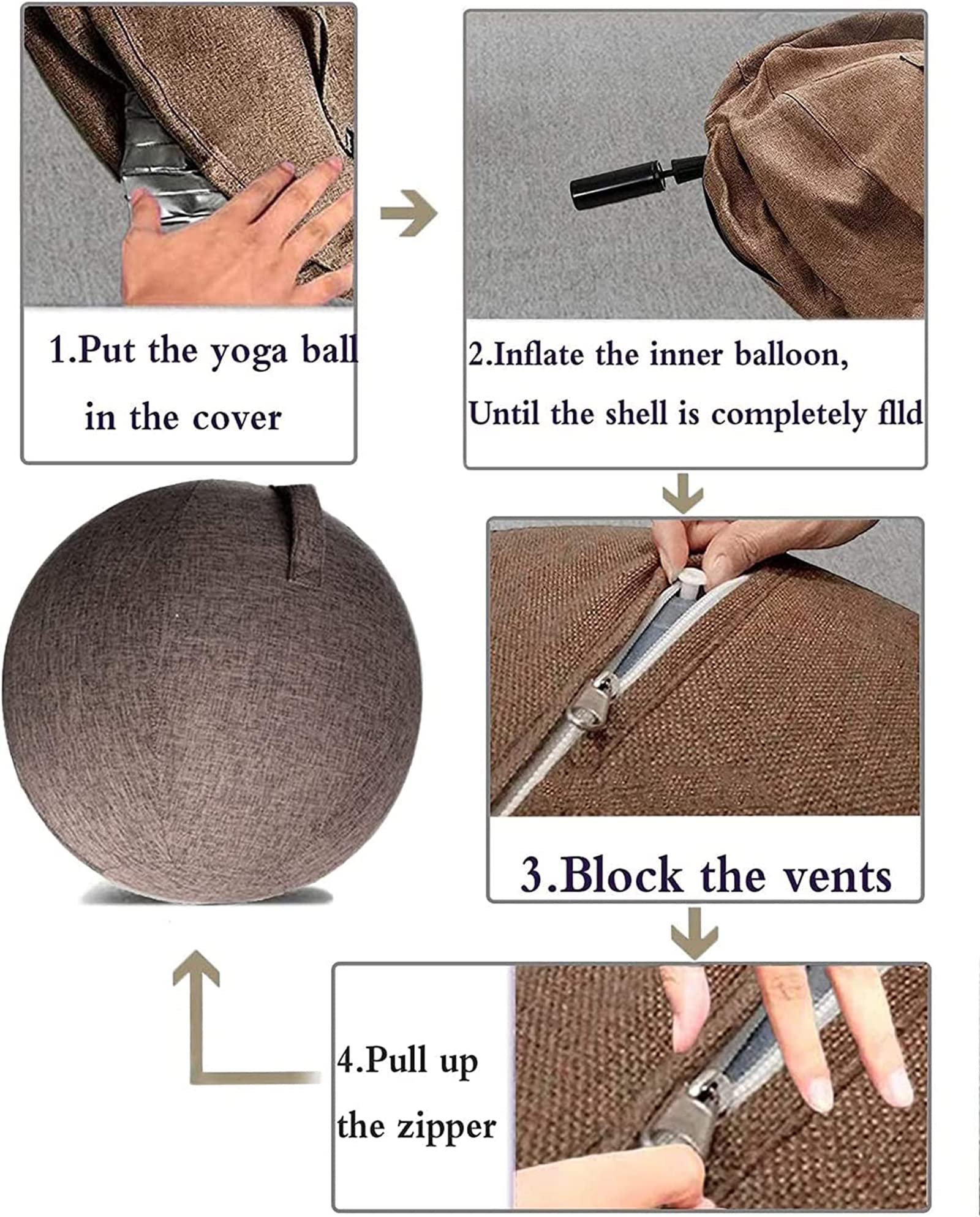 NILoykg& 55 cm / 65 cm / 75 cm Übung Yoga Gym Ball Cover Sitzball mit Geburtsball mit Griff für Schwangerschaft und Geburt Pilates