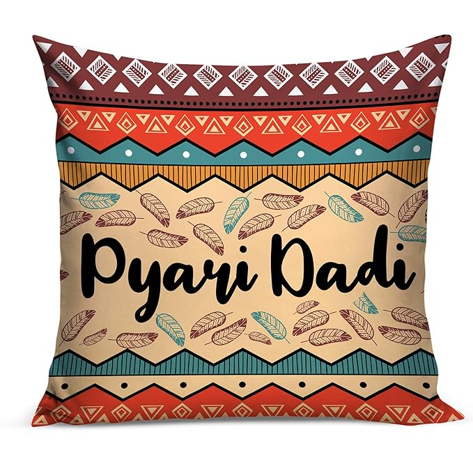 TIED RIBBONS Birthday Wedding Gift for Dada Dadi Couples Grandmother Mom Printed Cushion Cover with Filler (12 X 12 Inch, Multi)