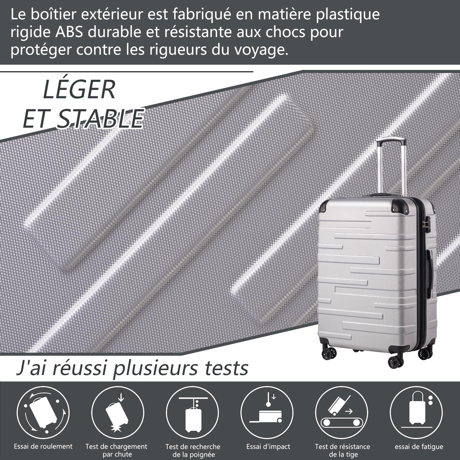 COOLIFE Valise Grande Taille Grand Chariot Rigide 77x54x30 cm Valise Extensibles ABS avec 4 roulettes Pivotantes 360° Cadenas TSA Poignée télescopique (Turquoise, Set de 3 pièces)