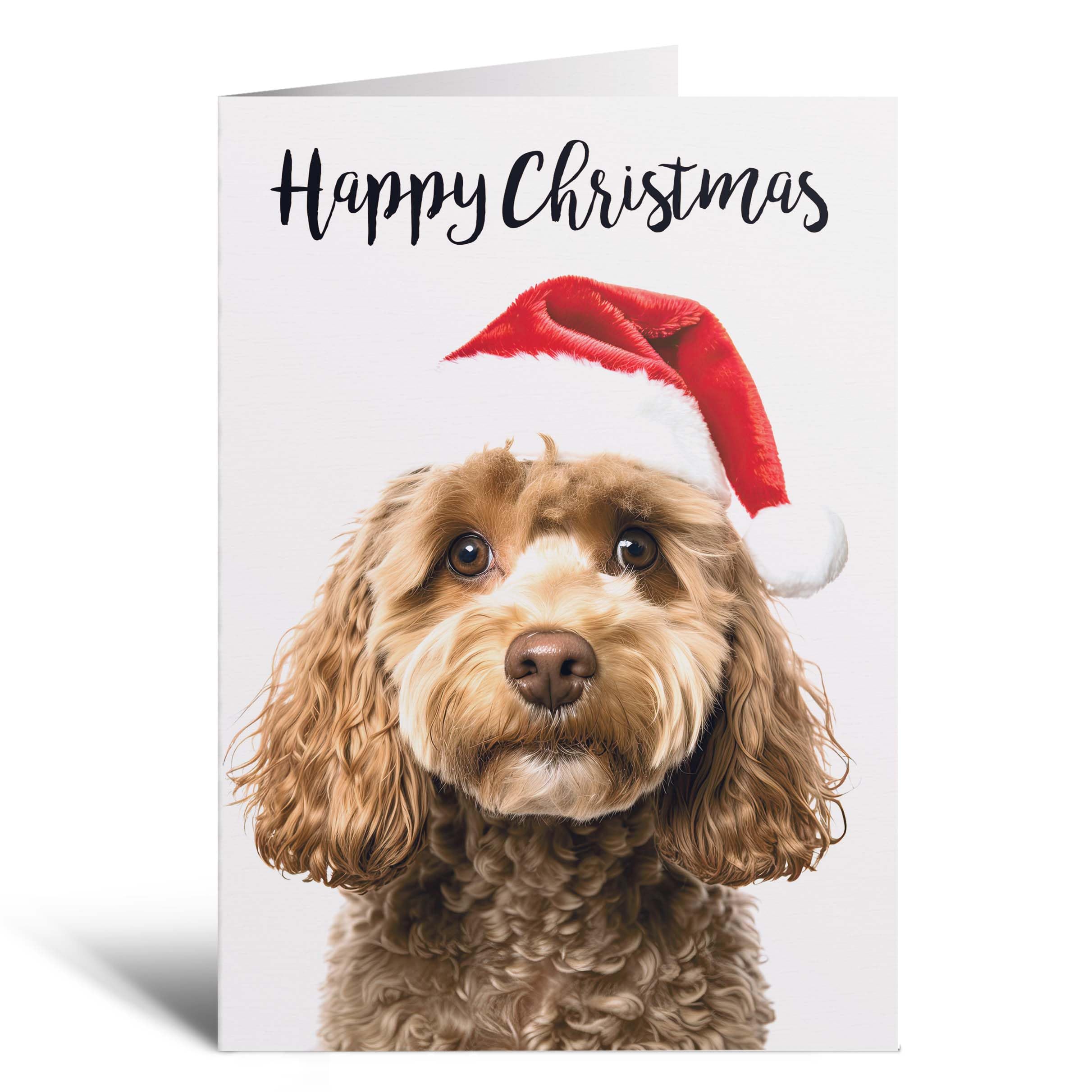 Postcard Prints - Christmas Card With A Dog Cockerpoo Dog For Him, Her, Anyone or Relative - 3 Cards
