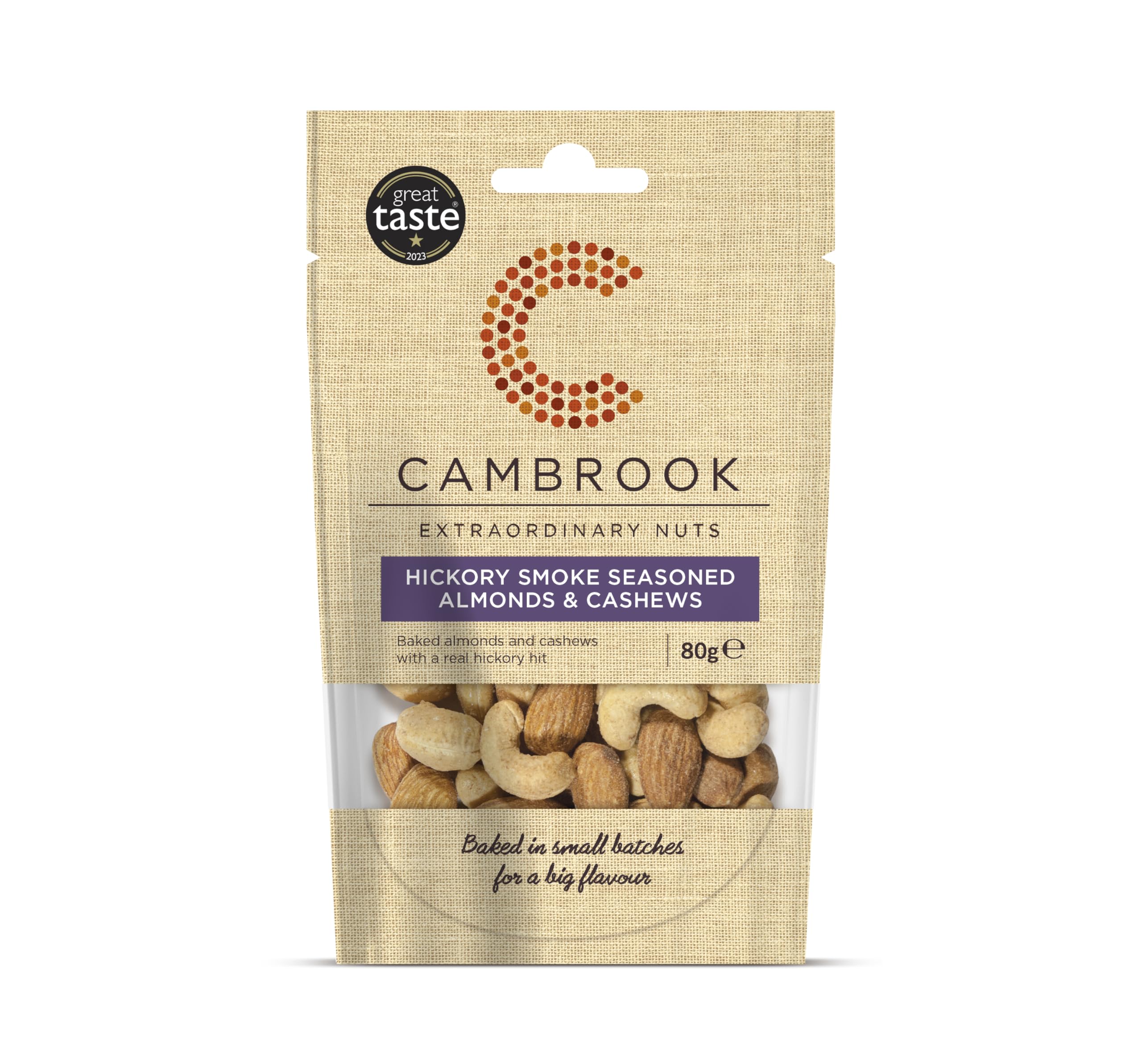 Cambrook - Hickory Smoke Seasoned Almonds & Cashews, 80g Bag