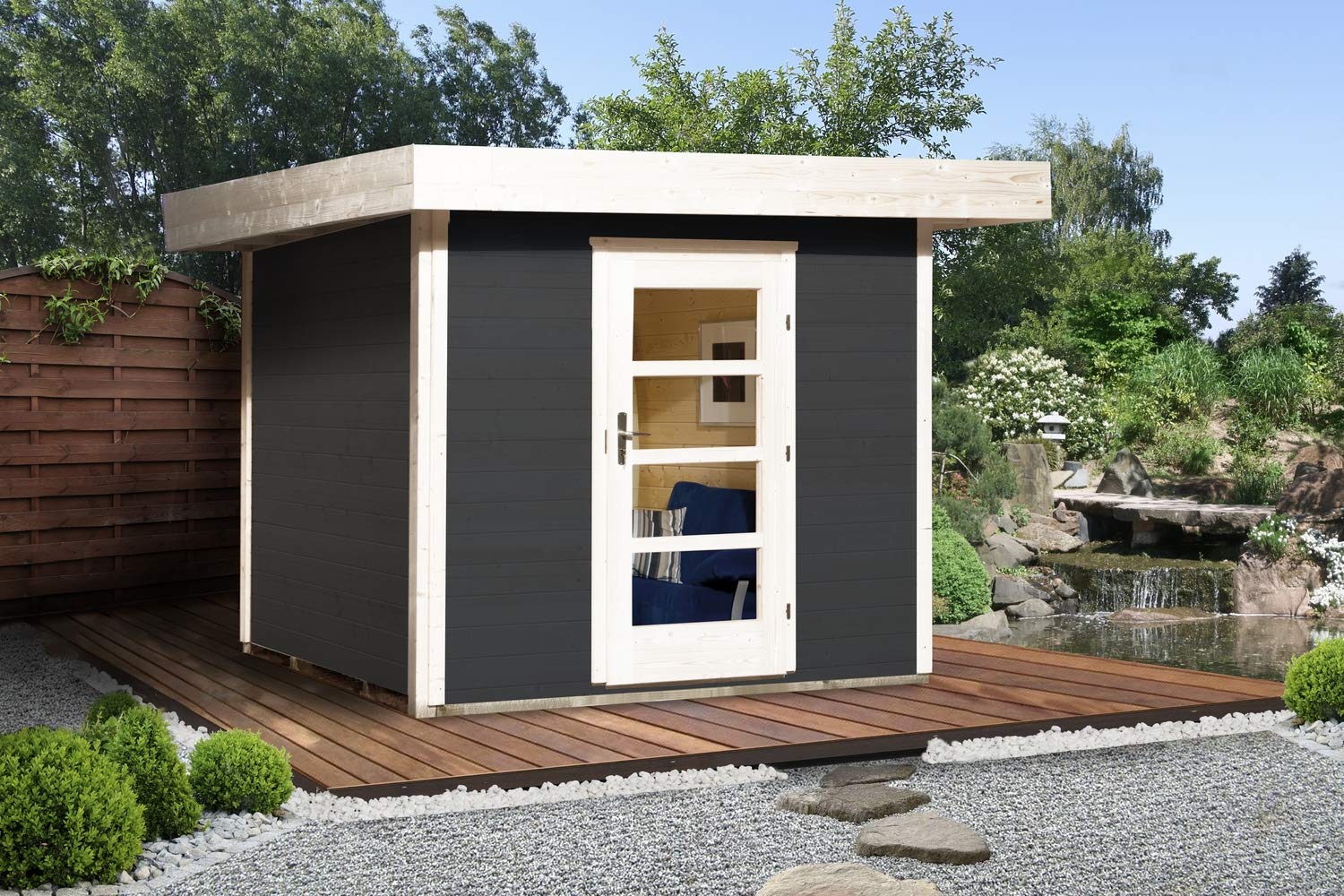 Weka Gartenhaus, Designhaus 172 Größe 1, 28 mm, ET, anthrazit, 275x314x226 cm, 172.2424.46000