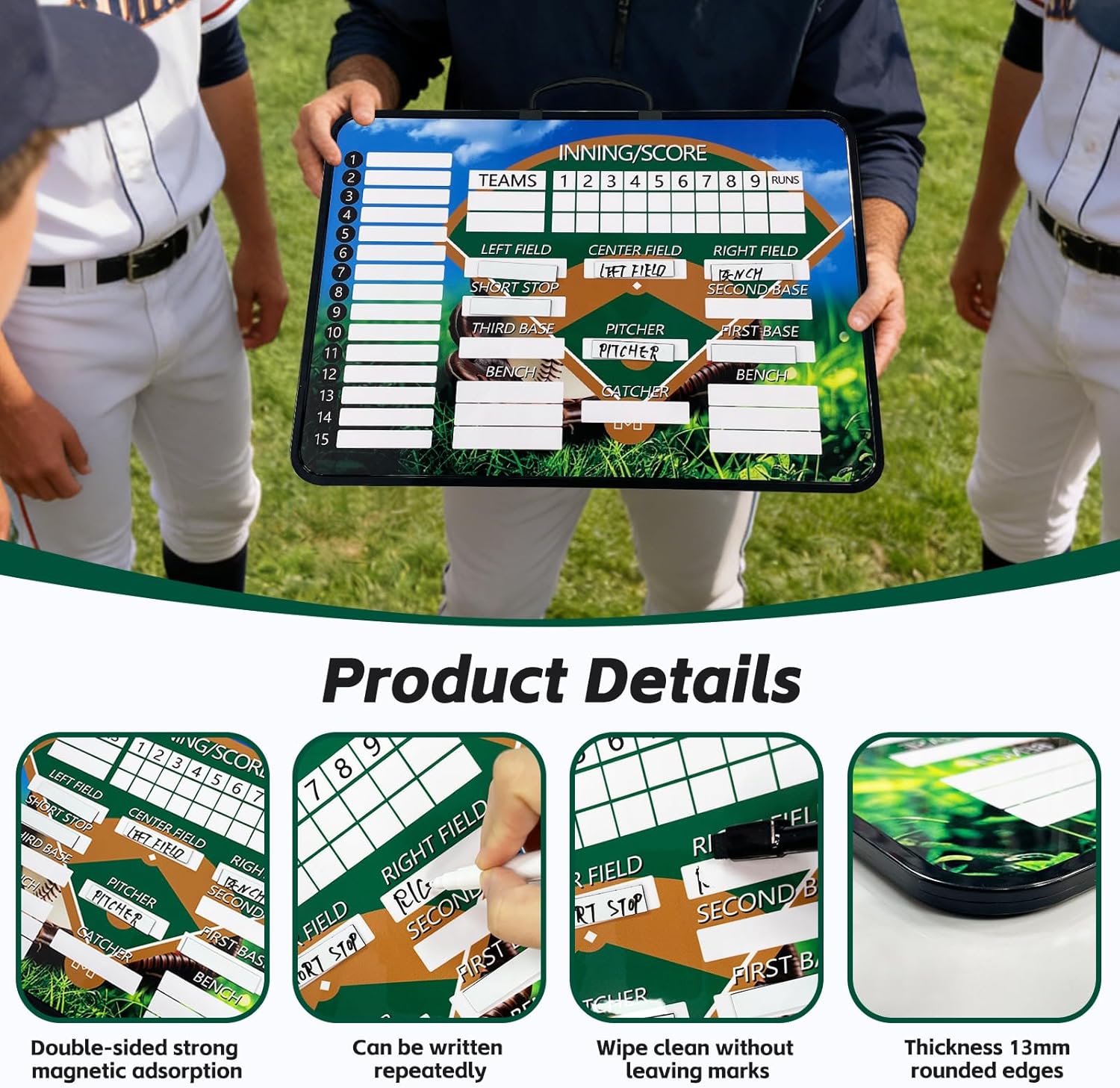 JIANNA Portable Baseball Coach Board Set with Detachable Controller | All-in-One Handheld Double-Sided Tactics & Scoreboard, Anti-Scratch HD