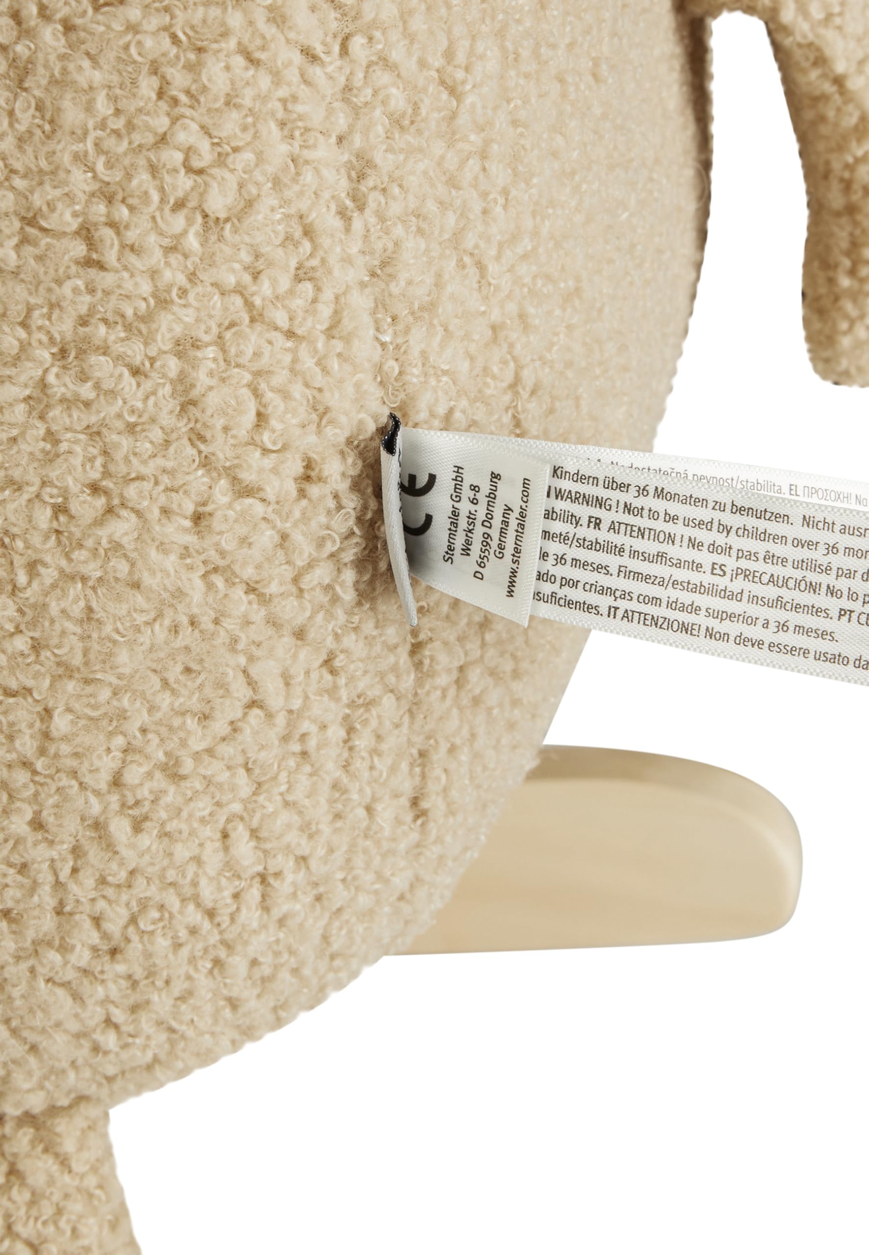 Sterntaler Schaukeltier Schaf Flocke - Schaukeltier aus Plüsch mit weicher Sitzfläche - Schaukelpferd für Kinder mit Musselin Halstuch - Spielzeug Wippe für Baby und Kinder, beige