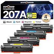 VIPGOOD 207A Con Chip Cartucce toner Compatibile per HP 207A 207X toner per HP Color LaserJet Pro MFP M283fdw M255dw M282nw M283cdw M255dw M283fdn M255nw W2210A (Nero Ciano Giallo Magenta, 4-Pack)