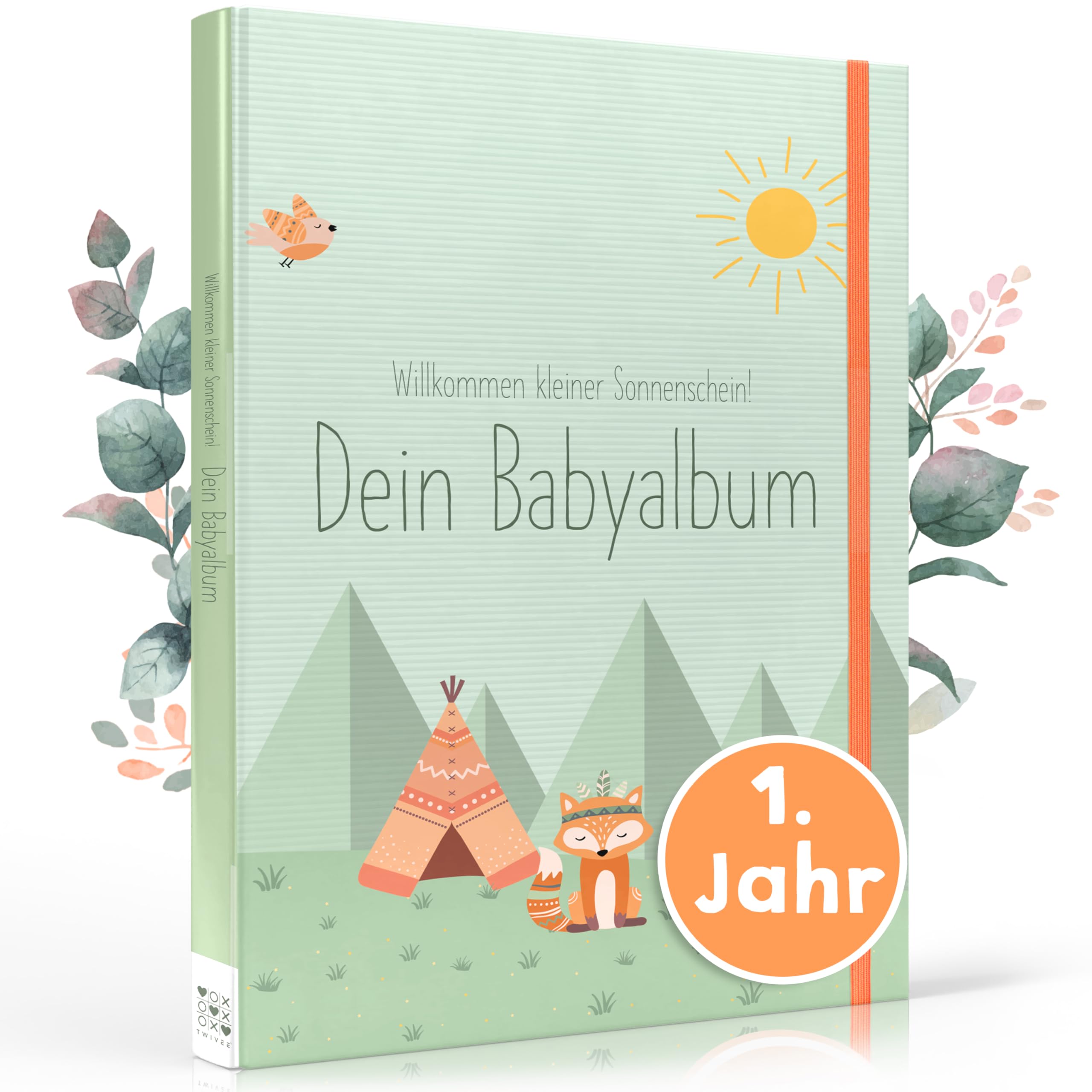 TWIVEE - Mein erstes Jahr Babyalbum - Mädchen und Jungen - Mit Pädagogen entwickelt - Erinnerungsbuch Baby - Babytagebuch - Baby Erinnerungsbuch - Babybuch zum Eintragen - Baby Album