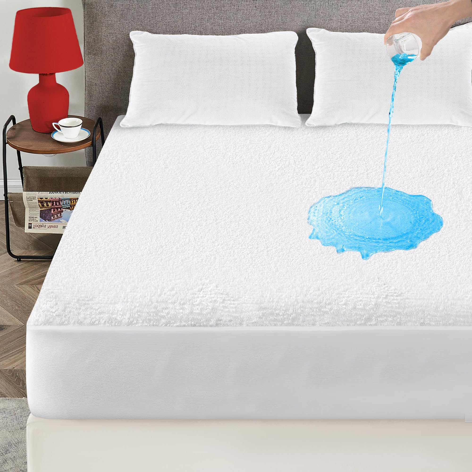Photo 1 of KUTUU Waterproof Mattress Protector, Extra Soft Twin Size Waterproof Mattress Protector, 6-16 Inches Depth, Elastic Skirt Design