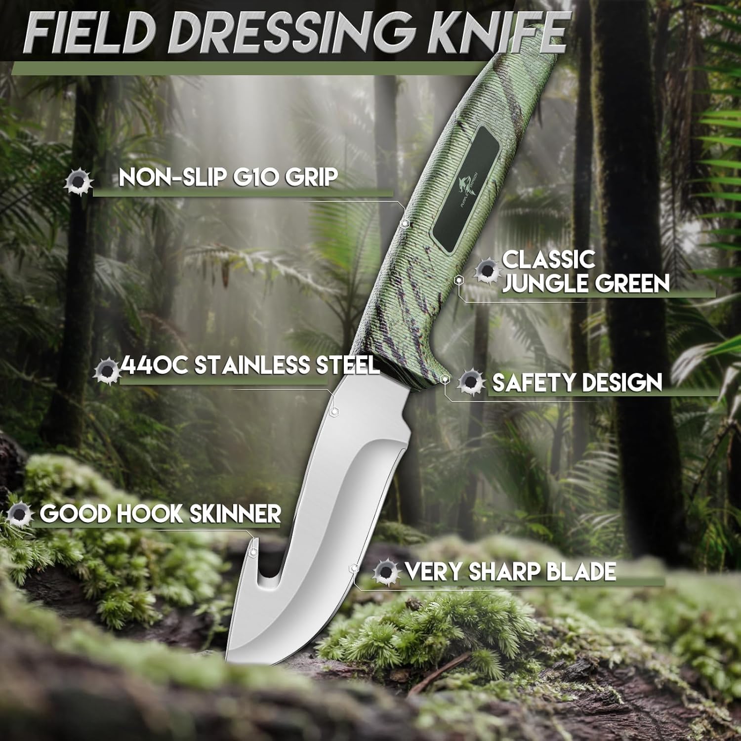 Purple Dragon Outdoor Knife Set-Wilderness Utility and Processing Toolkit, Outdoor Essentials Field Preparation Kit with Multi-Hook Blade, Spreader, Gloves, and Specialist Blade, Gift for Men