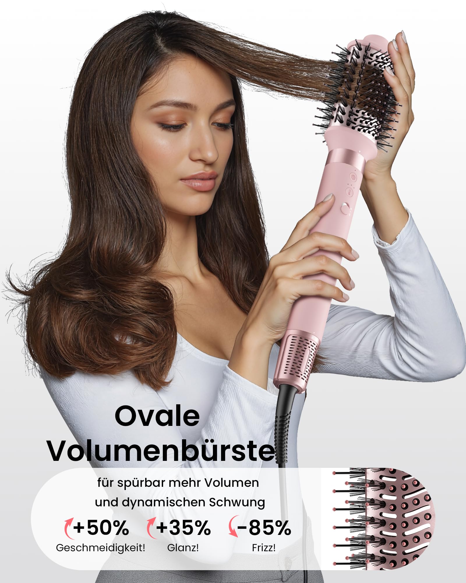 MESCOMB 6-in-1 Airstyler mit Diffusor, Warmluftbürste mit Auto-Wrap Lockenstab, Ionen Haartrockner Bürste mit Volumenbürste & Glättbürste, Hairstyler für Locken, Glätten, Volumen, mit Reisetasche