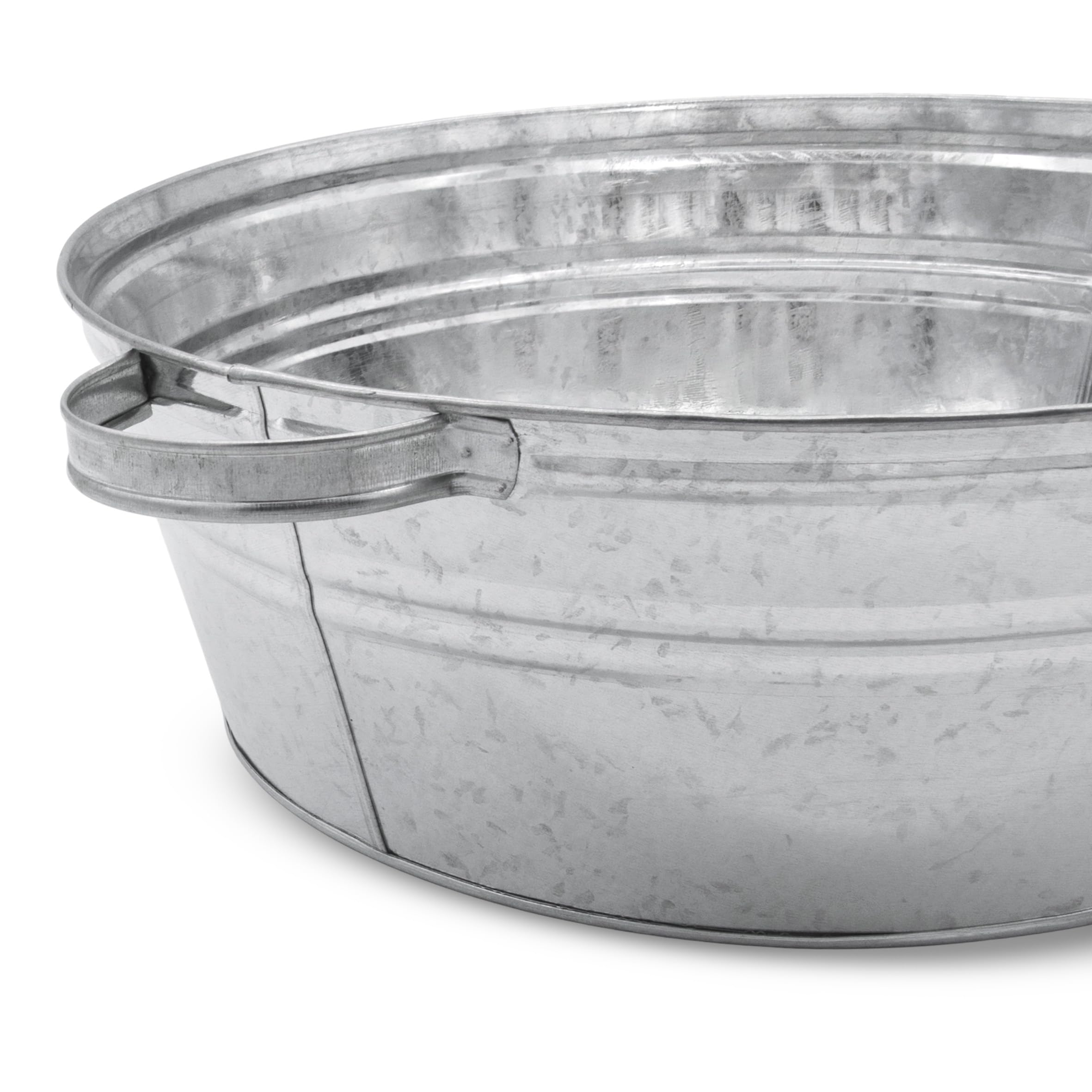 Spetebo Macetero de zinc, 13 litros, metal plateado, 40 x 14 cm, con asas | Macetero para flores, mini estanque ornamental, jardín, cuenco decorativo