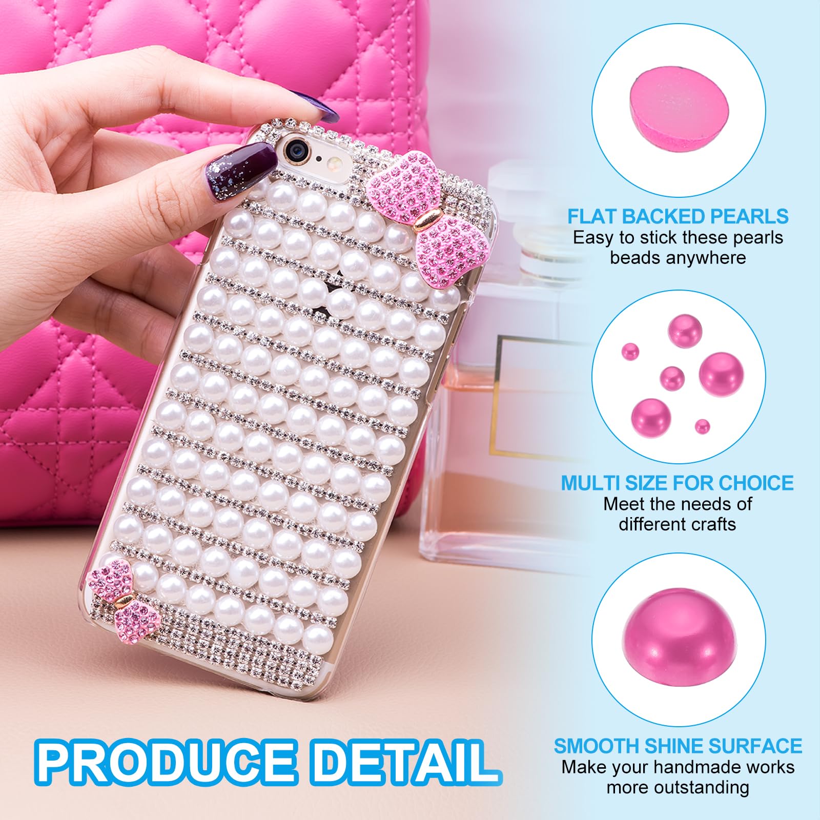 PATIKIL 200Pcs Flatback Pearls Beads for Crafting 12mm Half Round Resin Beads Flatback Pearls for Nail Charms Handmade Phone Case Embellishment - Image 3