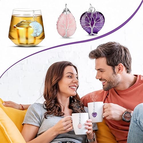 Miniatura 6 de Infusores de té para té suelto, 3 juegos de hojas sueltas, colador de té más empinado, bola de té de acero inoxidable para soporte de té suelto,