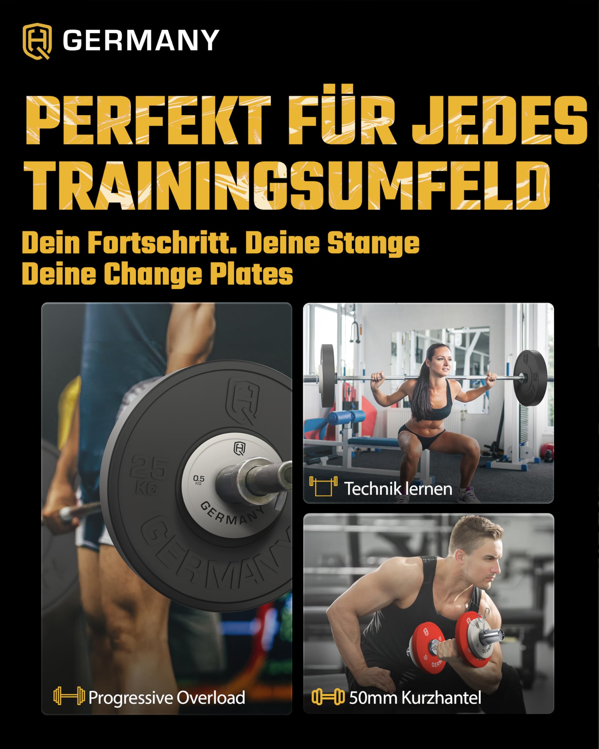 HQ Germany® Fractional Plates 0,5-2,5kg [±10g Kalibriert] - Hantelscheiben 50mm