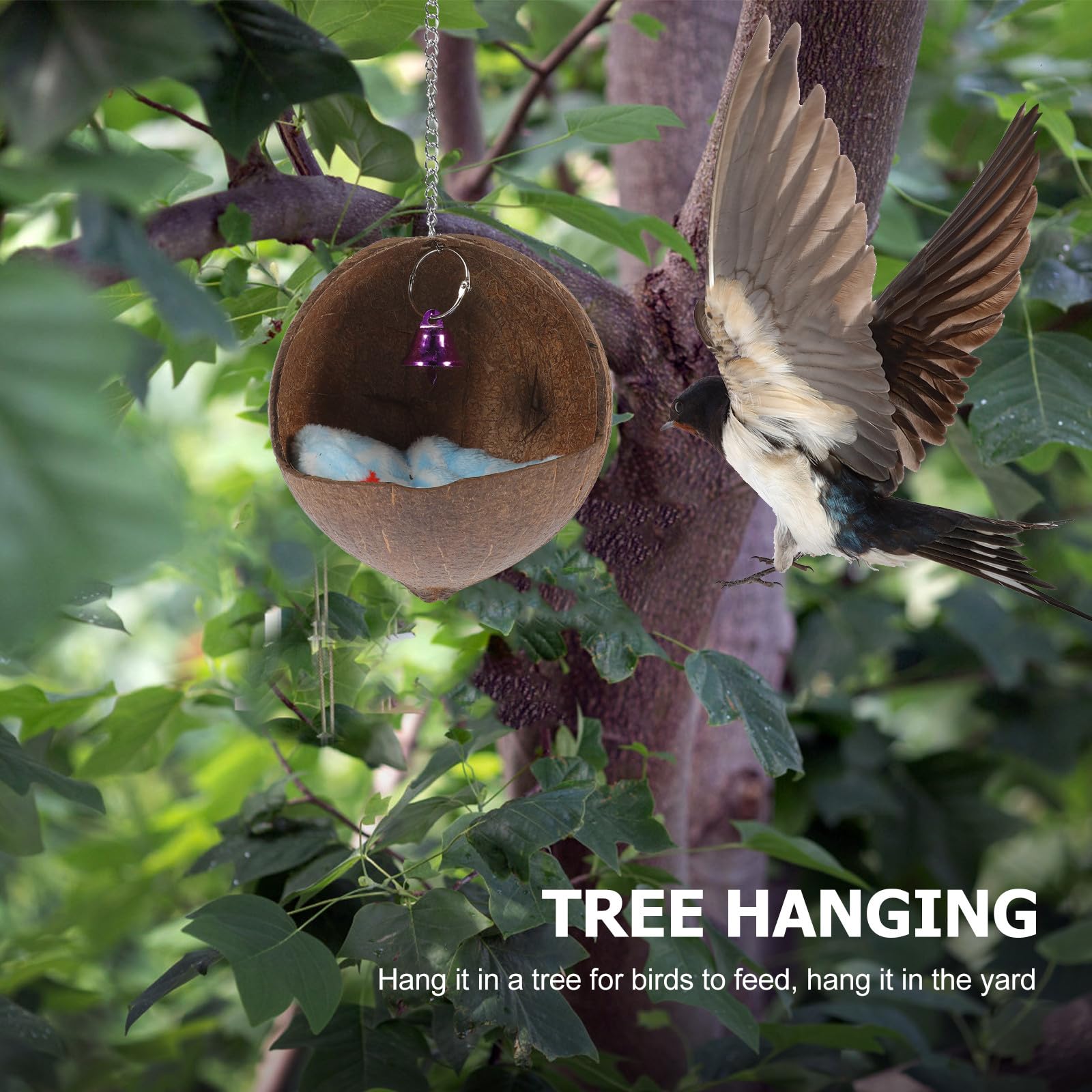 Casa Natural para Loros Nido Colgante y Campana, Cama para Pájaros para Jaula, Adecuado para Descanso de Agapornis y Periquitos Color Aleatorio — view 6