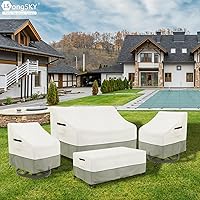 Vista 5 de Funda para mesa auxiliar para exteriores, impermeable, rectangular, para patio, pequeña, 48 x 28 x 16 pulgadas, fundas rectangulares impermeables