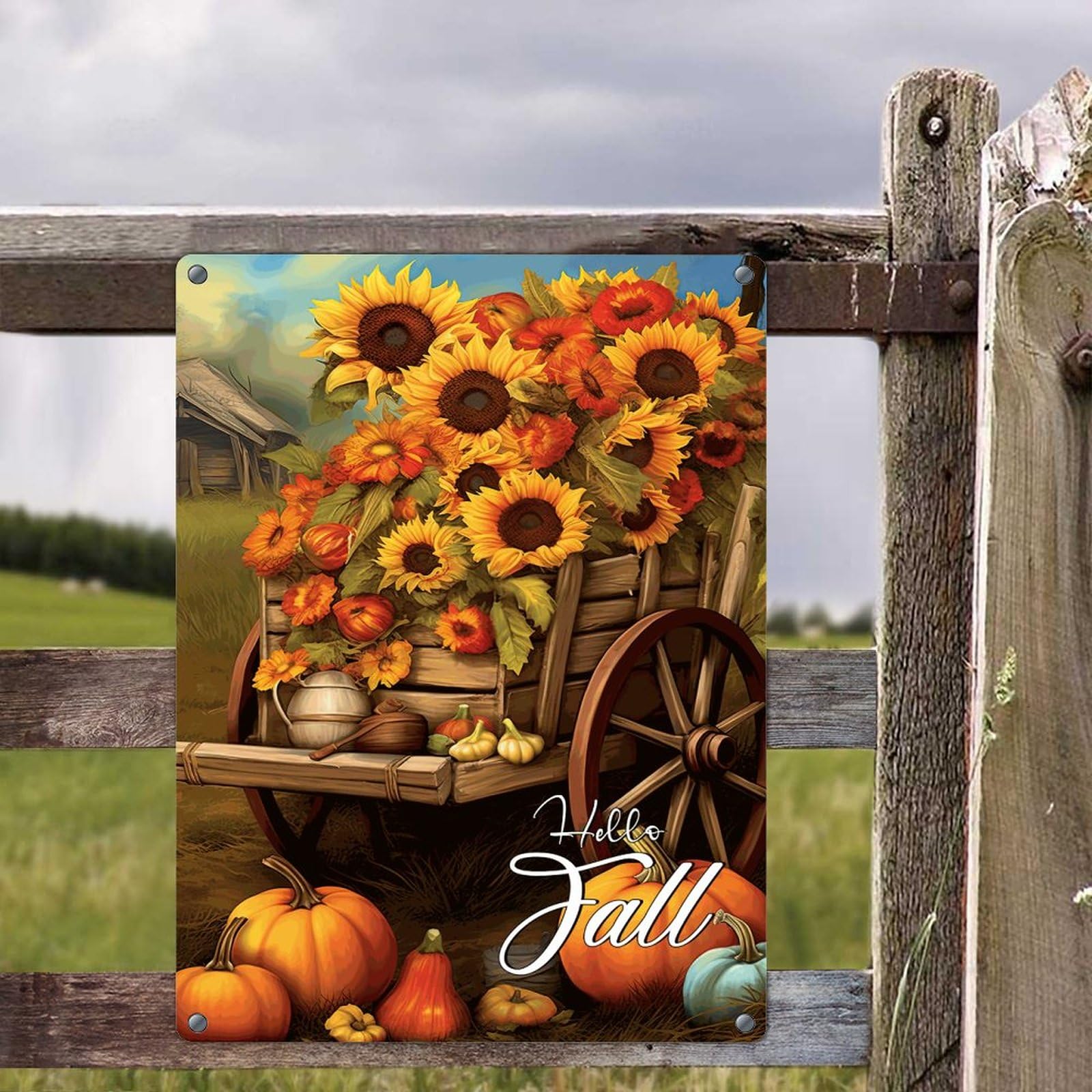 Art Decoration Pumpkins Fall Garden Decorative Country Rustic Tin...