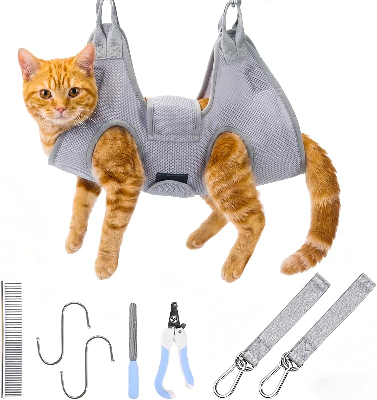 Rede para Tosa e Corte de Unhas para Cães e Gatos PatiencET Cinza XS