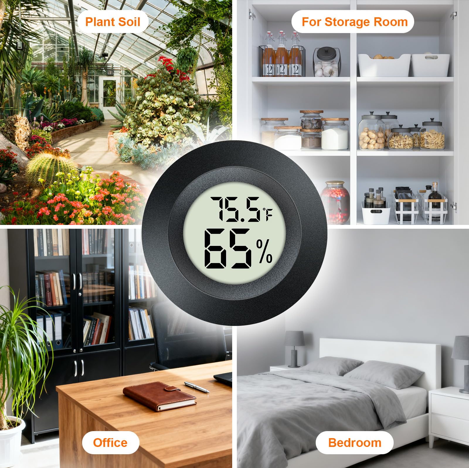 2 Stück Thermometer Hygrometer Mini Digital LCD Display Innen / Außen Temperaturmesser für Luftbefeuchter Luftentfeuchter Gewächshäuser Reptilien Humidor Fahrenheit/Celsius (℉/℃) QPEUIM