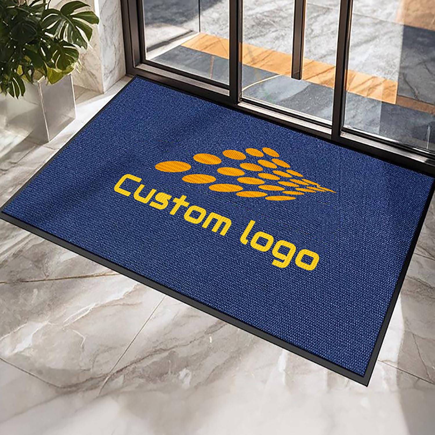 Zerbino Personalizzato con Logo Ingresso Esterno Interno Zerbini Personalizzati Antiscivolo Resistente Sporco Tappetino per Famiglia Società Centri Commerciali,90x120cm