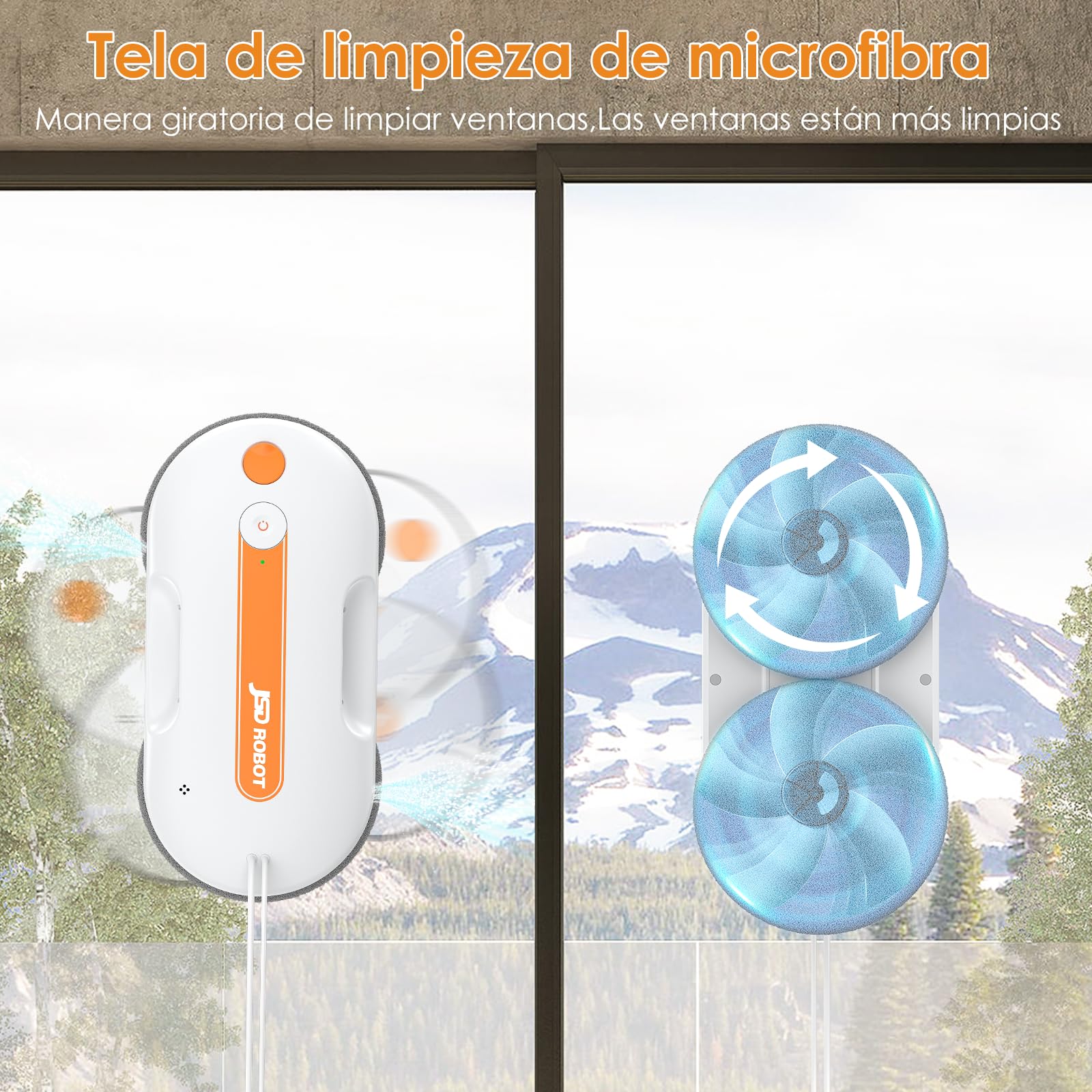 Lite Robot limpiacristales,5300Pa Limpia Cristales Robot con Limpieza a Presión Doble Pulverización de Agua Disco de Limpieza de Alta Cobertura Detección de Bordes Plan de Ruta Inteligente
