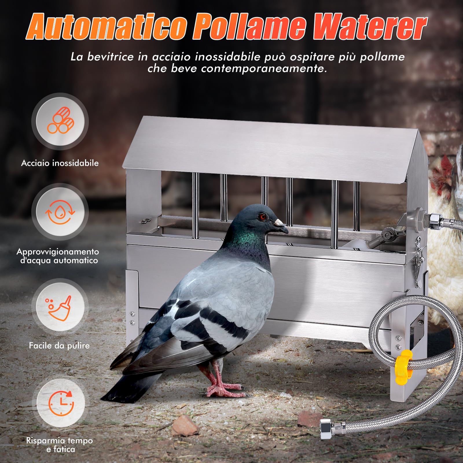 Annaffiatoio Per Piccioni Drinker Automatico In Acciaio Inox Con Valvola Galleggiante Da 1/2 Pollici, Alimentatore Per Quail, Pollo, Ducks, Gees