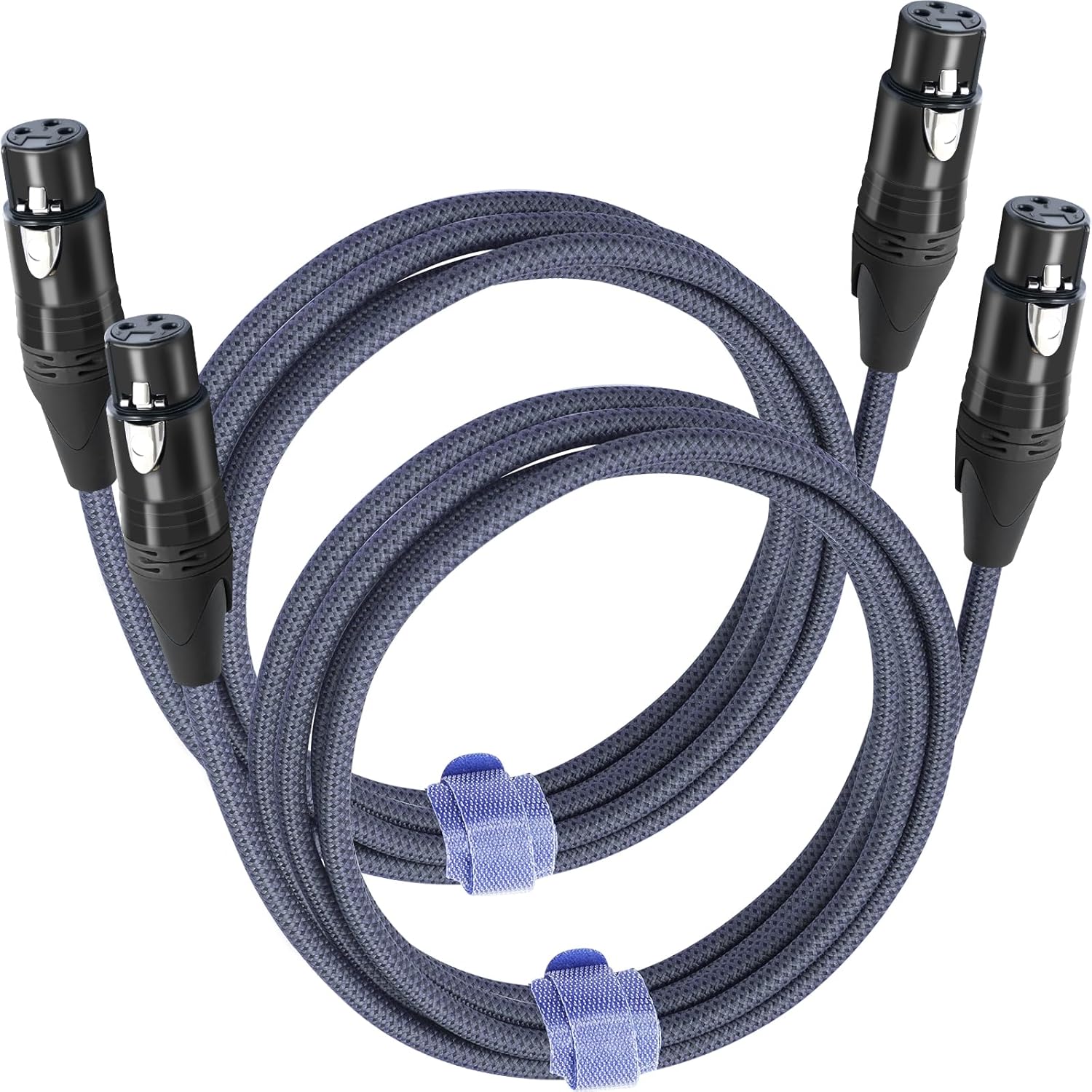 2 Pack 3Pin Female to Female Balance Audio Cable,110 ohm 3-Pin Mic Patch Cables,XLR Female DMX Cable Patch Cords for Audio and Sound Equipments-10Feet