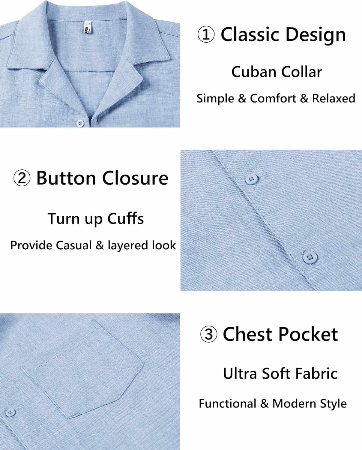 COOFANDY Mens Casual Short Sleeve Button Down Shirts Cuban Linen Textured Shirt Summer Beach Wear - Image 5