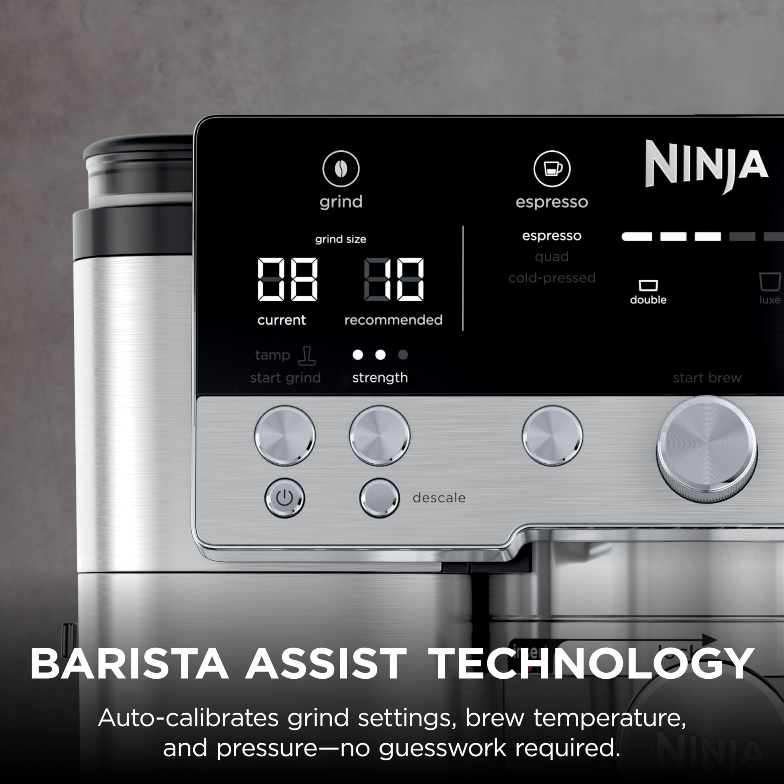 Ninja Luxe Premier 3-in-1 Coffee Machine, Latte, Cappuccino, Cold Brew & Espresso Maker With Built in Bean Grinder & Milk Frother, Easy to Use, 4 Automated Froth Presets, Silver, ES601UK — view 7