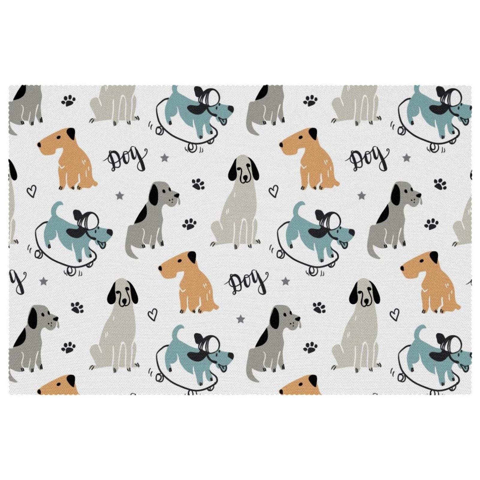 Set de table antidérapant 30,5x45,7 cm, lot de 6 tapis de table motif chien dessin animé