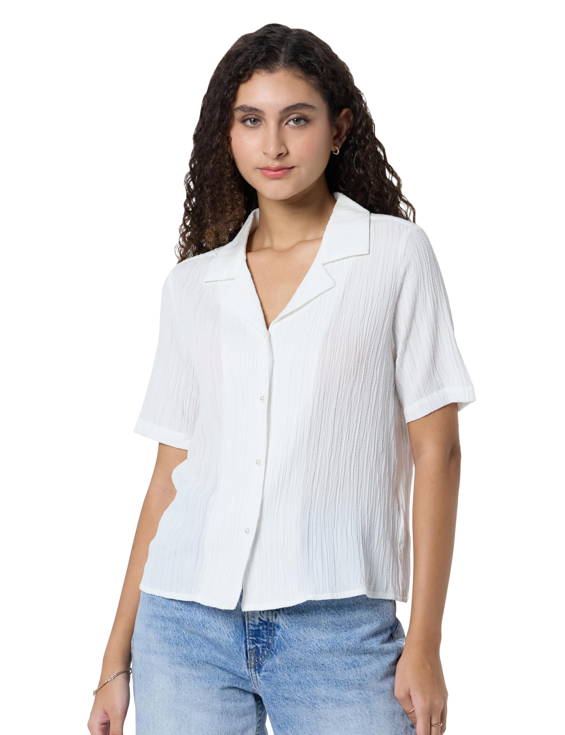 Textured Cuban Collar Short Sleeves Casual Shirt-image-42