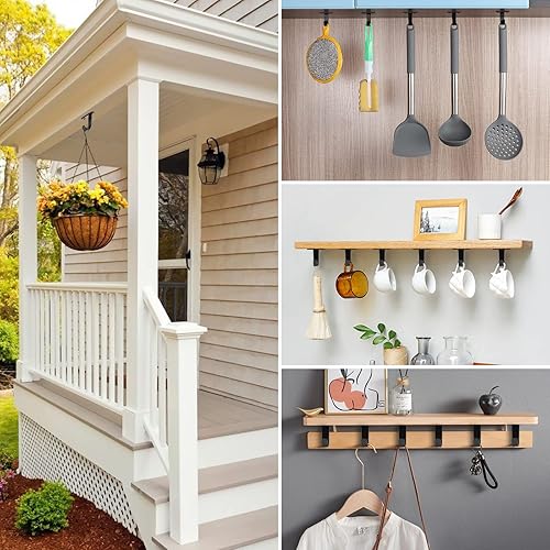 Miniatura 5 de NearMoon Ganchos de techo de acero inoxidable montados a tornillo, gancho para ropa debajo del estante para toallabata, colgador de ropa resistente