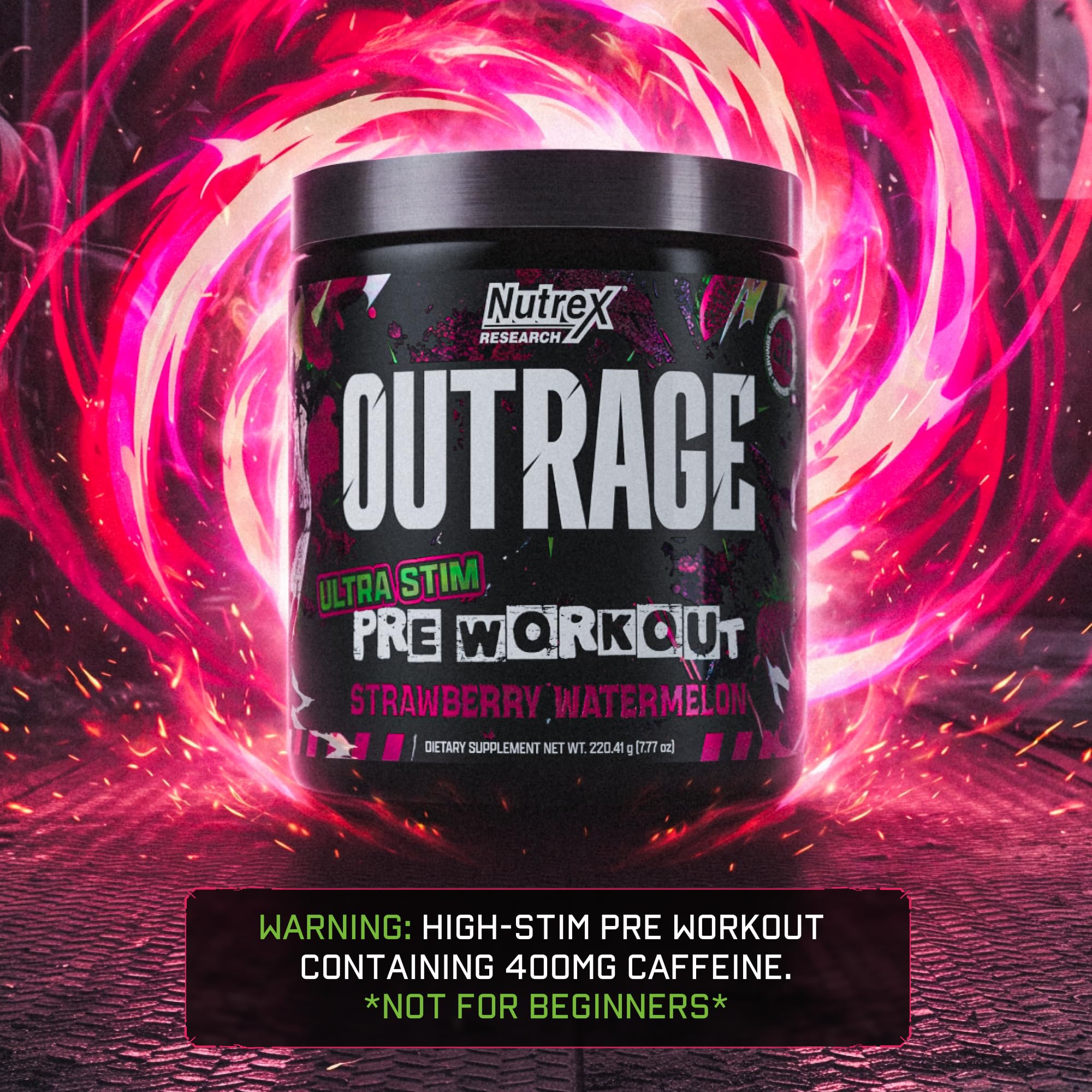 Outrage Ultra HIGH STIM Pre-Workout Powder for Men | 400mg Caffeine, L-Citrulline, Beta-Alanine, Creatine | Extreme Energy, Focus, Strength & Endurance (30 Servings, Strawberry Watermelon) — Amazon image 6