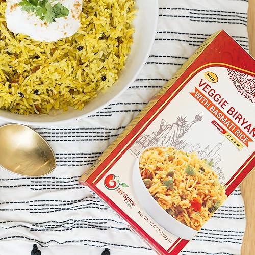 Miniatura 3 de NY SPICE SHOP Biryani vegetariano suave con arroz basmati, ingredientes premedidos incluidos, especias enteras fragantes, paquete de arroz gourmet