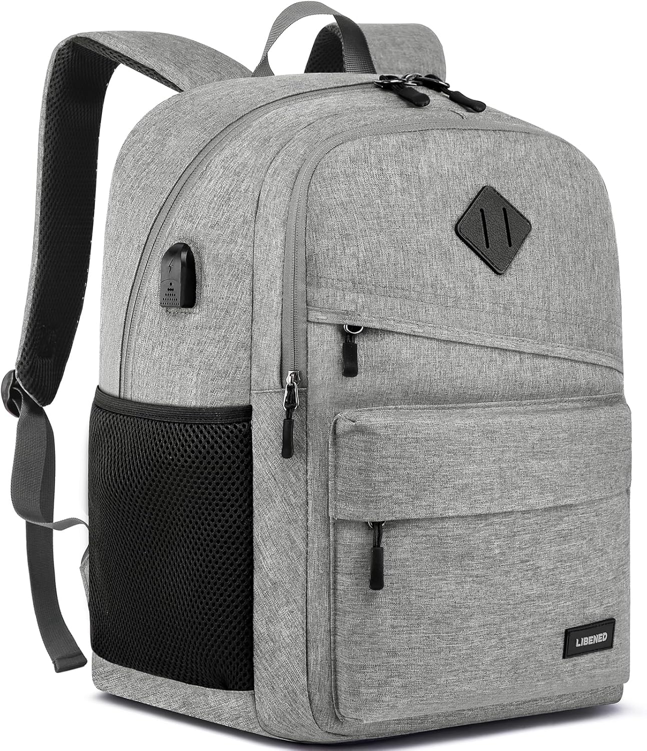 School backpack for Teen Boy, 15.6 inch Laptop Backpack with USB Charging Port, Large Computer Bookbag with Compartments, Ergonomic Straps, Blue