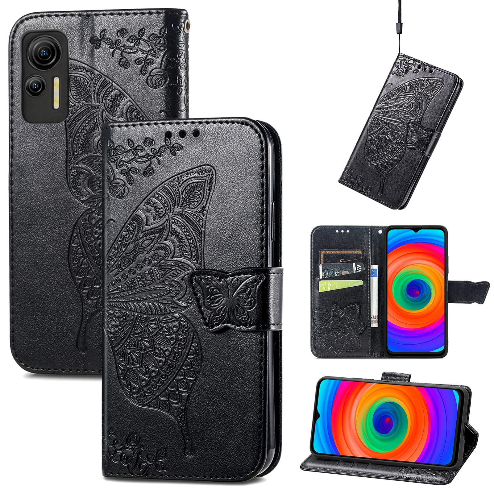 SEAHAI Ledertasche Für Ulefone Note 14 / Note 14 Pro - PU Flip Hülle Mit Kartenfach, Ständer Und Magnetischem Verschluss, Schwarz