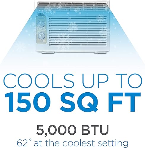 Miniatura 2 de BLACK+DECKER Aire acondicionado de ventana de 5000 BTU, unidad de ventana de CA que enfría hasta 150 pies cuadrados, unidad de aire acondicionado