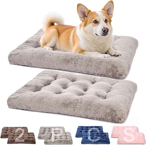 Miniatura 9 de POMIU Paquete de 2 camas lavables para perros, camas de felpa de lujo con antideslizante, lavable a máquina, tapete para dormir para perros grandes,