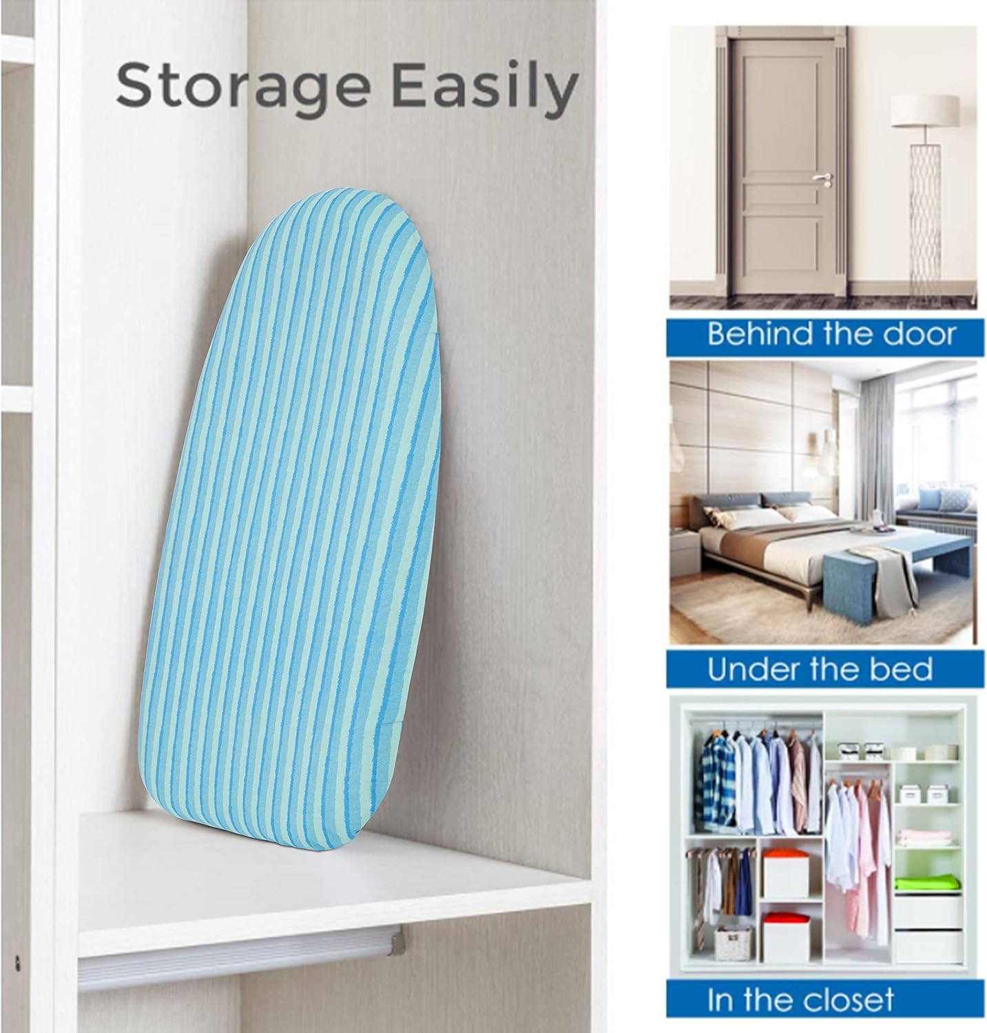 STORAGE MANIAC Tabletop Ironing Board with Folding Legs, Extra Wide Countertop Ironing Board with Cotton Cover, Portable Mini Ironing Board for Sewing, Craft Room, Household, Dorm, Blue