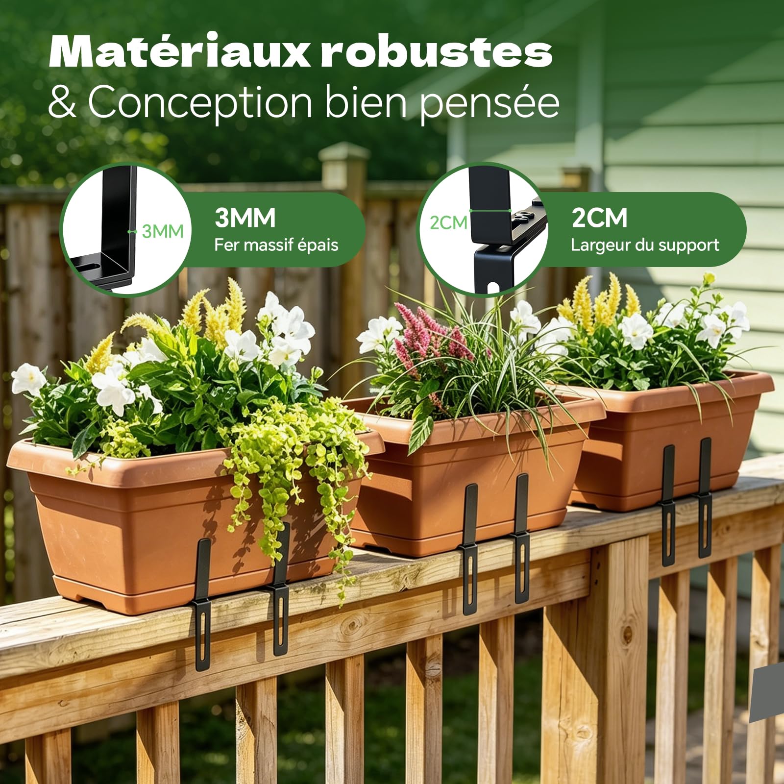 support jardiniere balcon，Supports de Jardinière en Forme de HLot 6