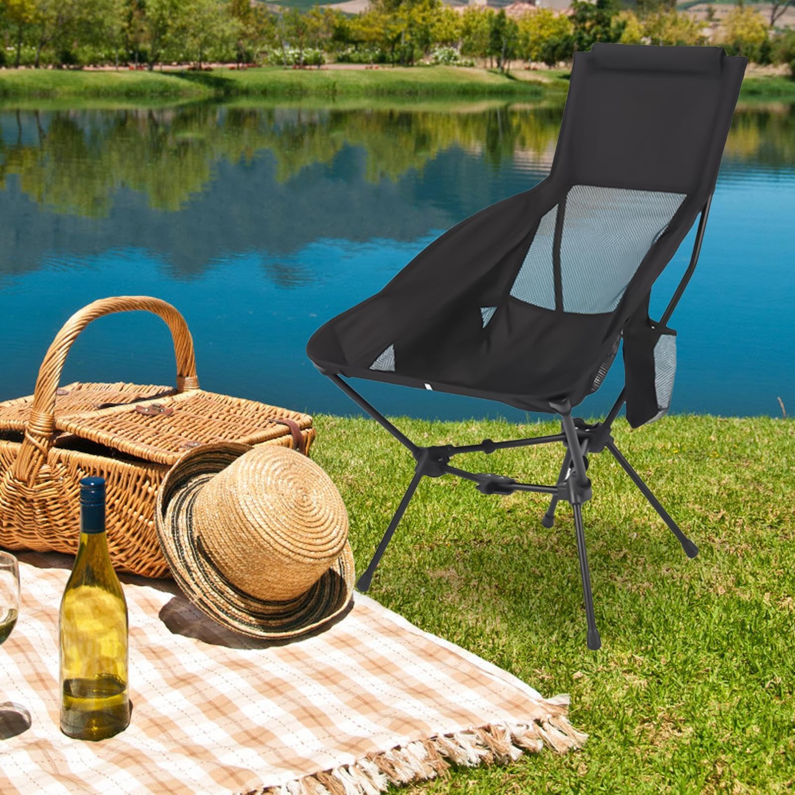 Sedie da Campeggio Sedie da Campeggio Pieghevole Sedia Portatile Escursionismo Sedile Compatto Ultra Leggero Pieghevole con Supporto Testa per Escursioni Spiaggia | Seggiolino Compatto Pieghevole Con Supporto Per La Testa Ideale Per Trekking Spiaggia Viag