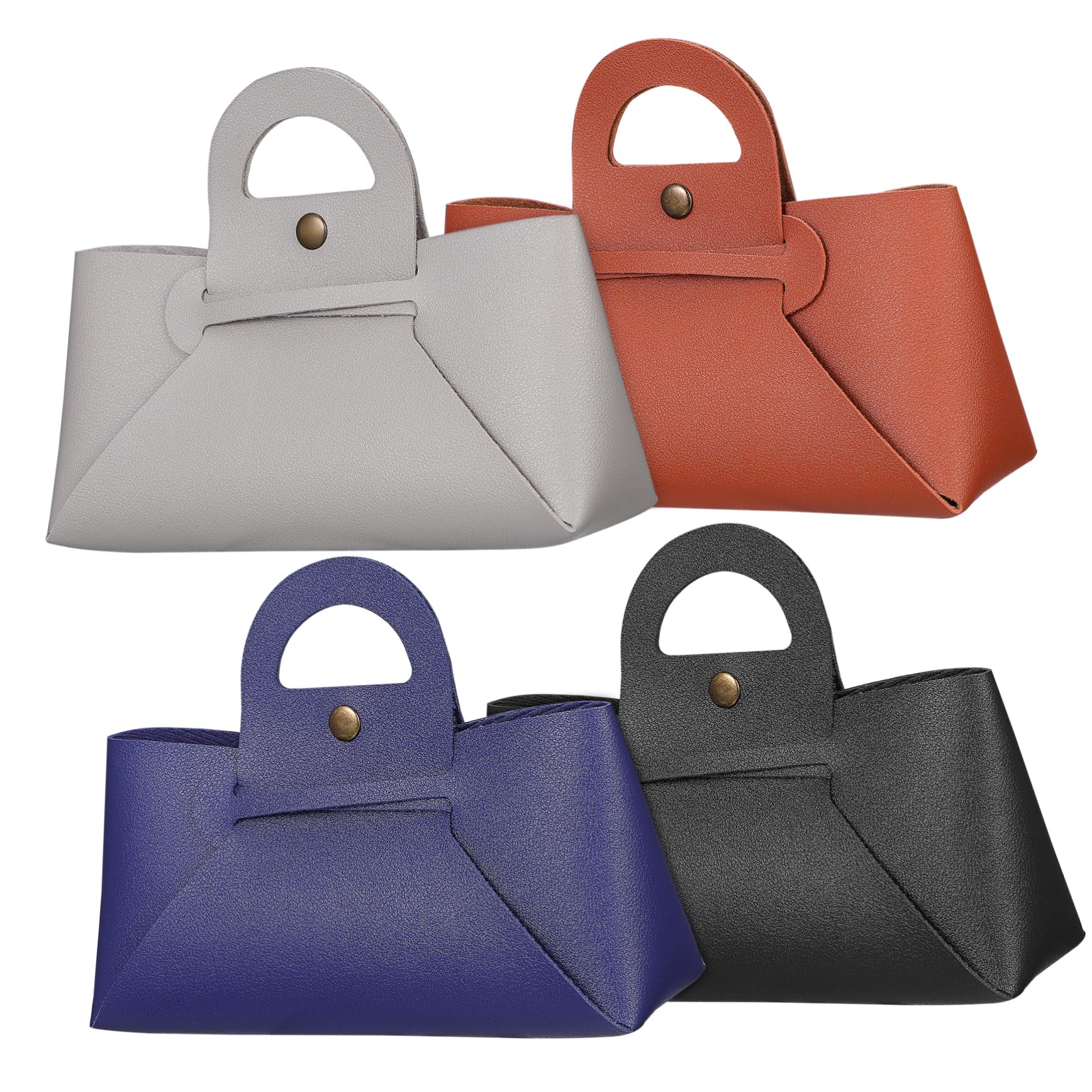 LIFKOME Set da 4 Pezzi Borsa per Occhiali da Sole in Pu Resistente All'acqua con Chiusura a Bottone e Manico, per Festa Estiva e Attività All'aperto