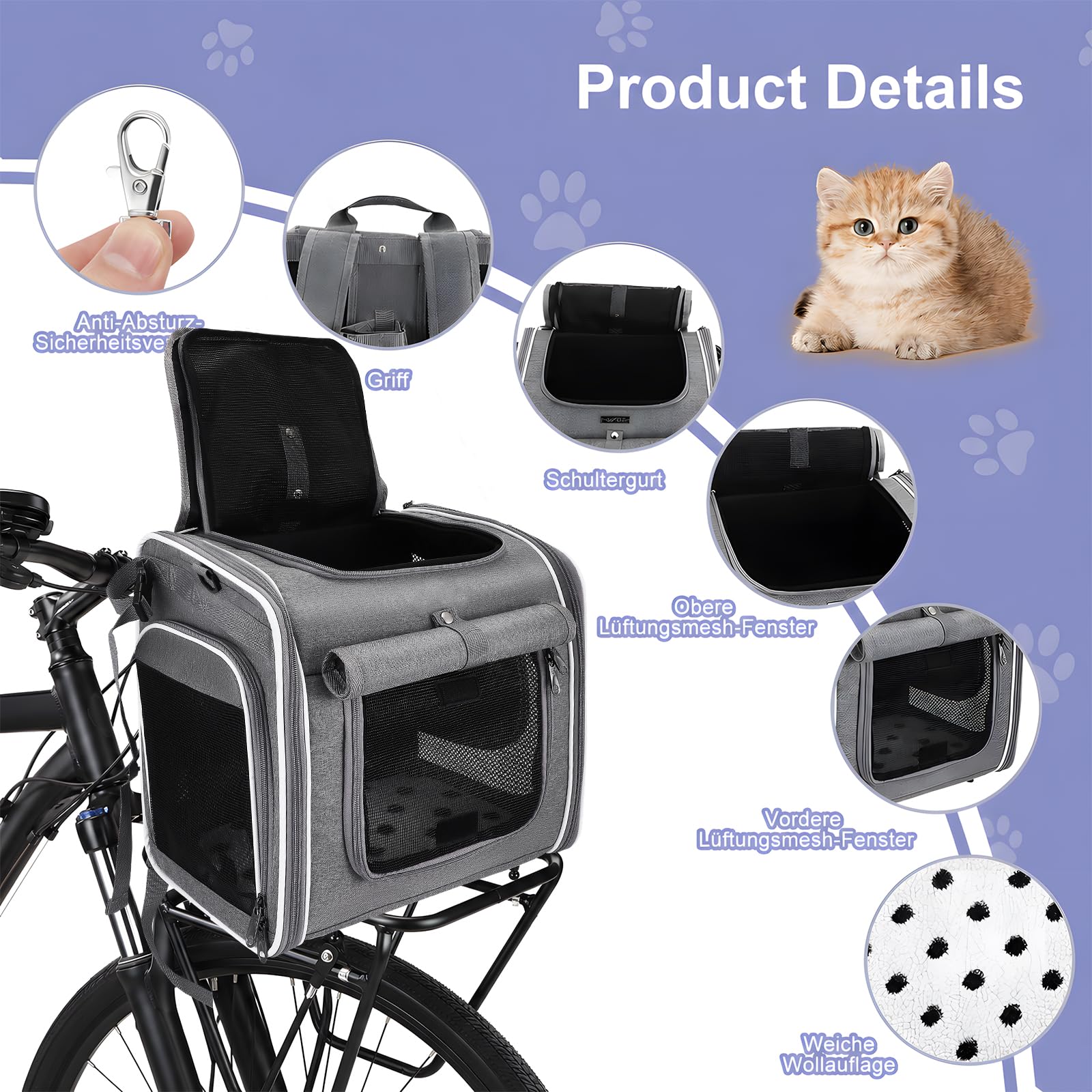 Hundekorb Fahrrad Vorne – 4-in-1 Hundefahrradkorb mit Halterung