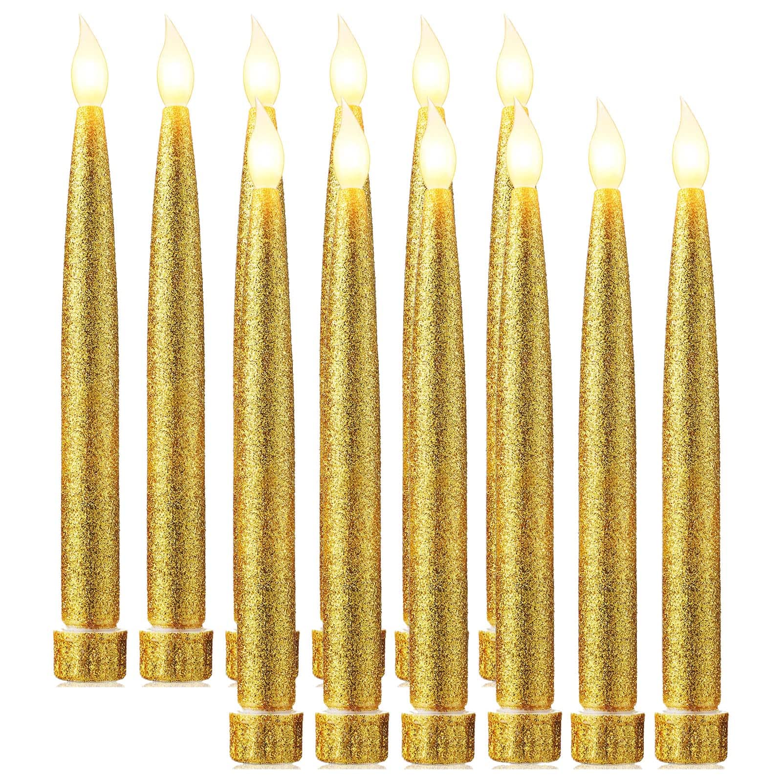 LED Taper Candles, 12 Pcs 19cm Long LED Flameless Flickering Window Candles Battery Operated White Candle Sticks for Diwali for Diwali Home, Restaurant, Wedding, Display Stand Ornaments Decor