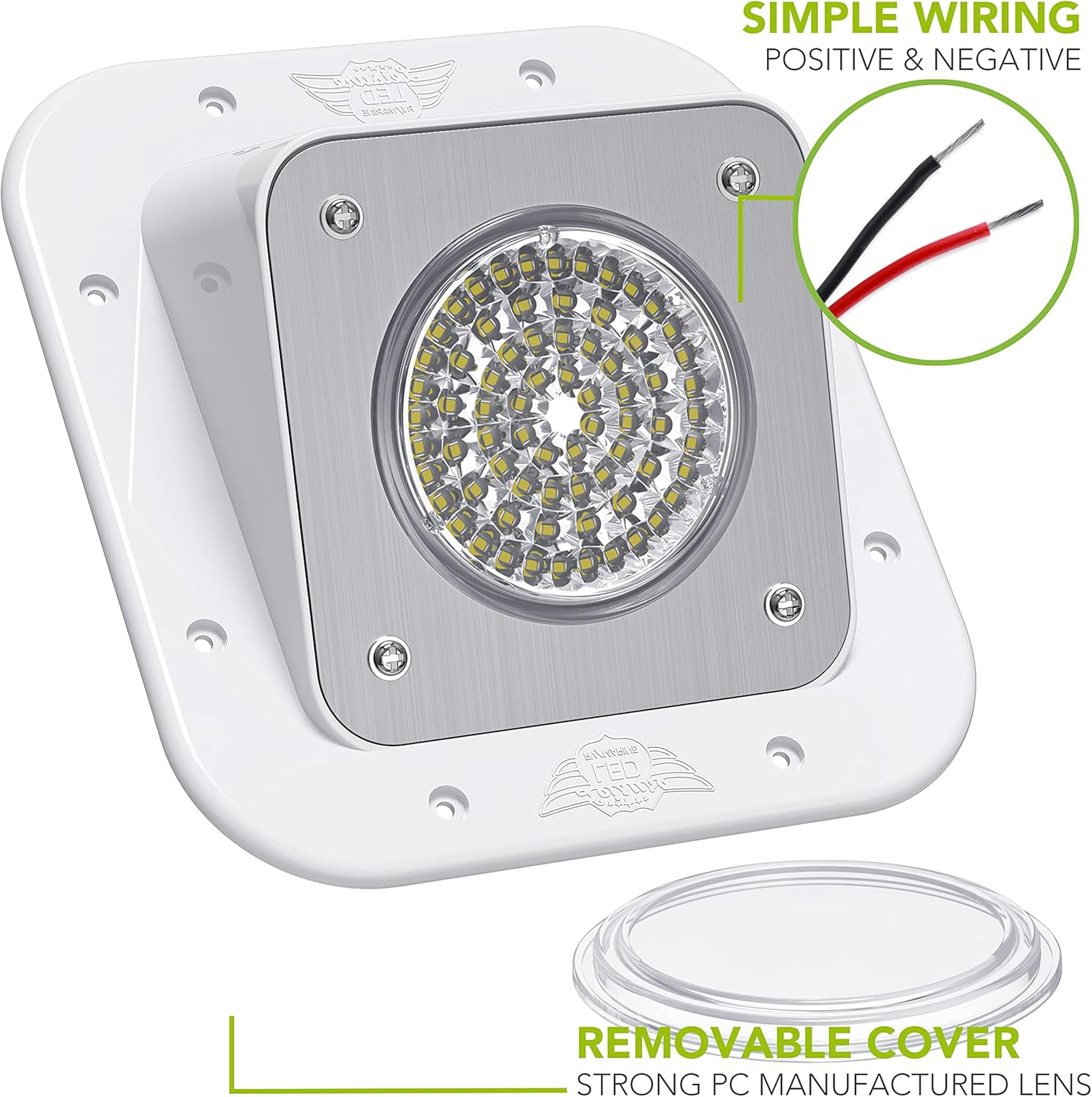 Leisure LED RV Exterior Surface Mount Flood Porch Utility Light - White 12v 1100 Lumen Lighting Fixture Replacement Lighting for Weekend Warrior RVs, Trailers, Campers, 5th Wheels