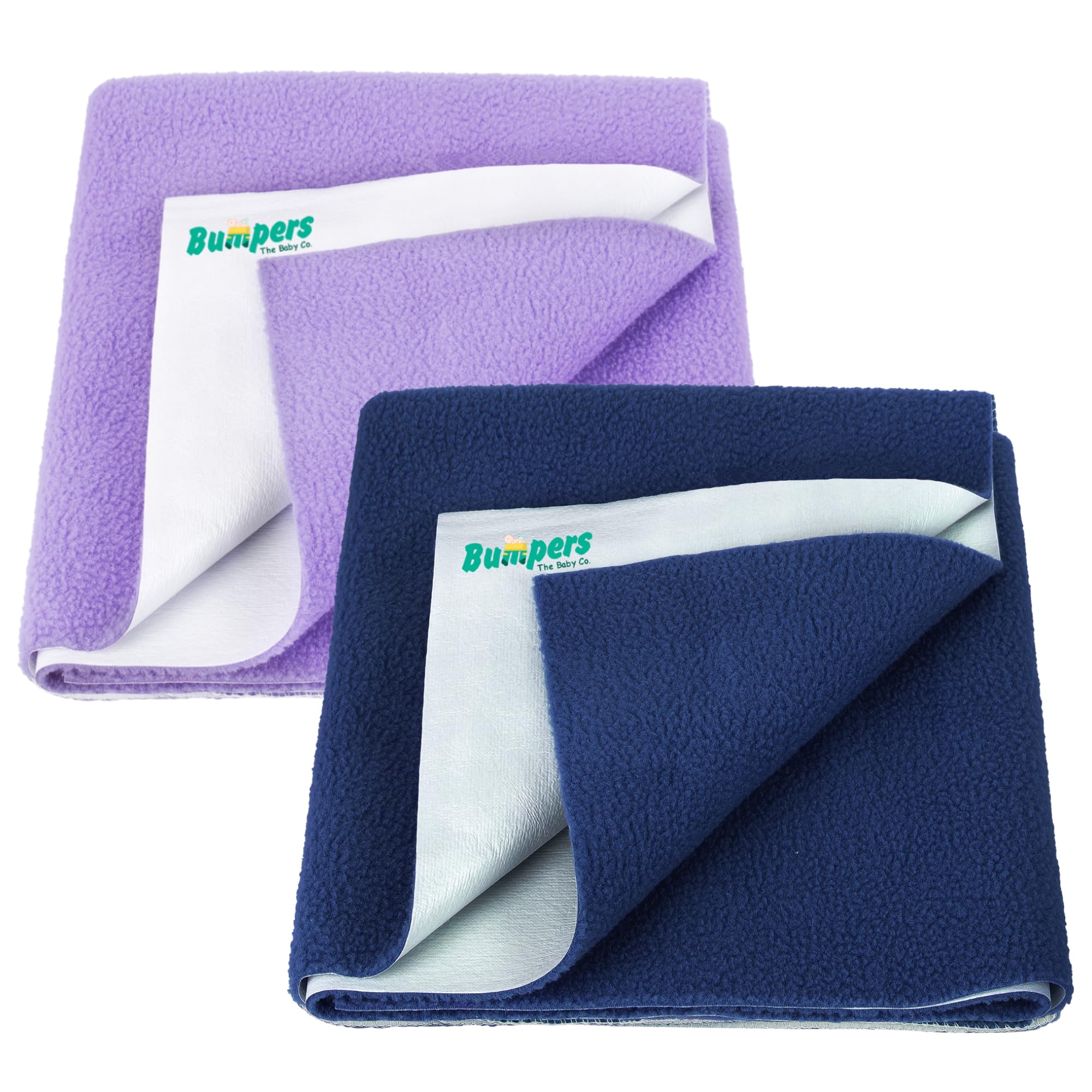 Bumpers Waterproof Quick Dry Sheet for Baby| Bed Pad Extra Absorbent Washable Matress Protector| Baby Bed Protector Sheet for Toddler Children(Medium Combo (100 x 70 cm), Dark Blue+Violet)