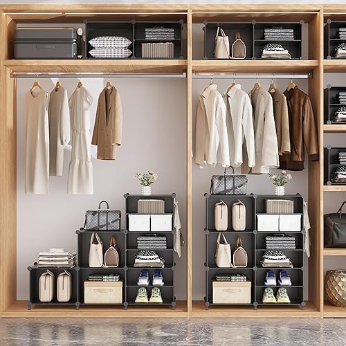 Miniatura 5 de AWTATOS Organizador de armario con 6 cubos de almacenamiento, estantes portátiles para armario, organizadores de ropa y almacenamiento apilables,