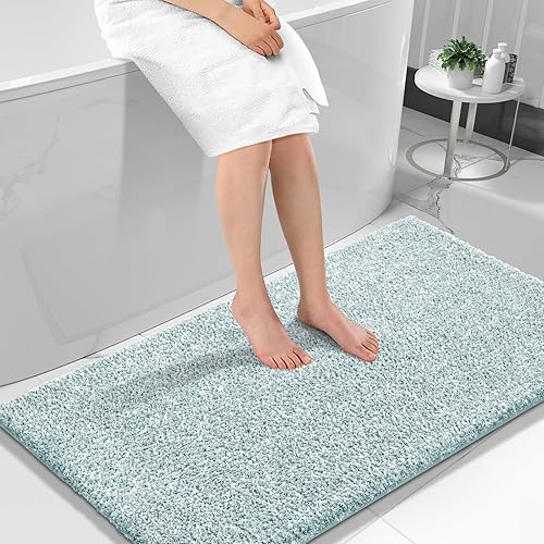Miniatura 50 de Yimobra Alfombras de baño antideslizantes lavables de 24 x 17 pulgadas, tapete de baño de microfibra ultra suave y absorbente, alfombra decorativa