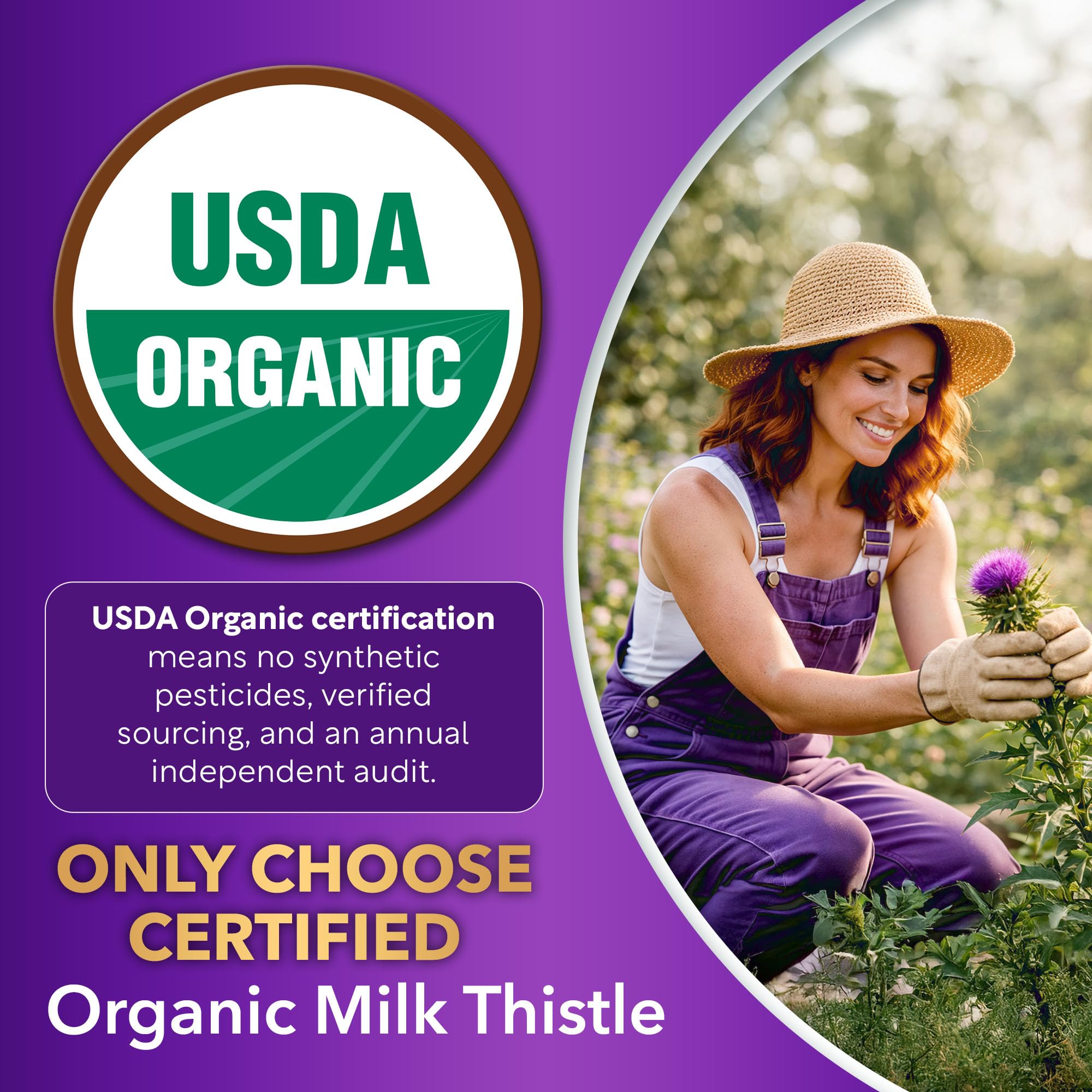 USDA Organic Milk Thistle 120ct, 35:1 Extract, 80% Silymarin, Liver Detox — Amazon image 4