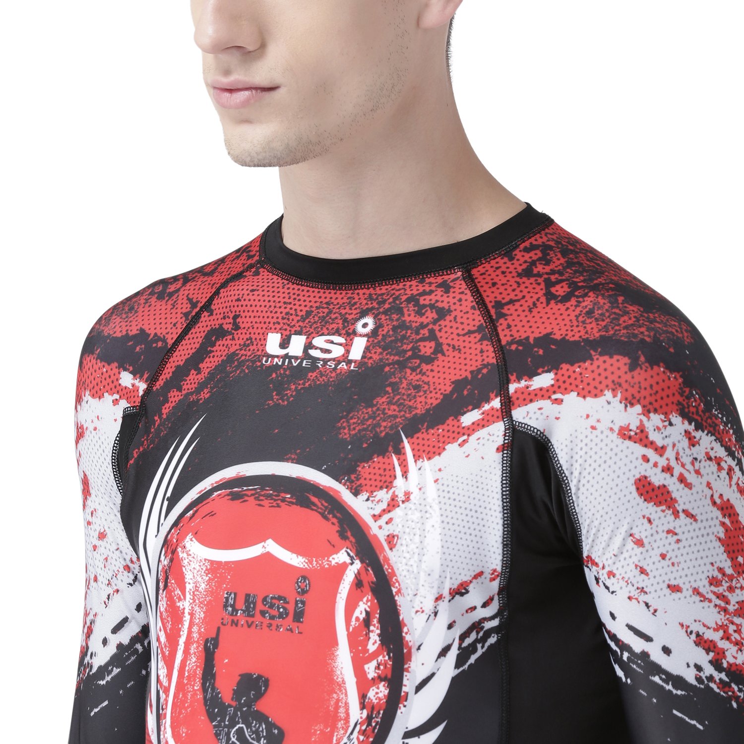 USI Universal Rash Guard for Gym, Running, Cycling, Swimming, Cricket, Basketball | Rashguard Swimming Costume for Men | Rash Guard for Man (Medium, Red) 3